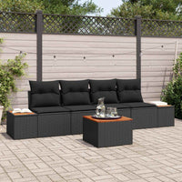 vidaXL Conjunto de Sofá de Jardim 5 pcs Preto Rattan Sintético
