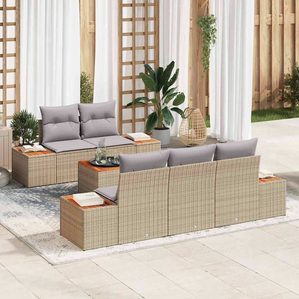 vidaXL Conjunto de Sofá de Jardim 6 pcs Preto Rattan Sintético