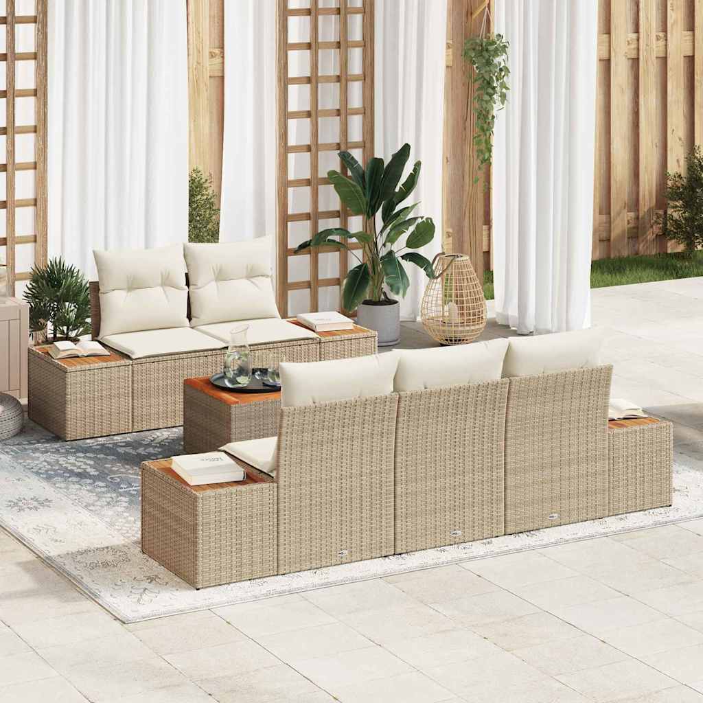 vidaXL Conjunto de Sofá de Jardim 6 pcs Preto Rattan Sintético