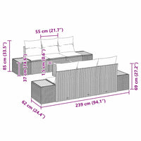 vidaXL Conjunto de Sofá de Jardim 7 pcs Preto Rattan Sintético