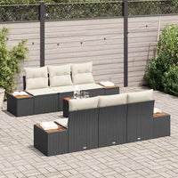 vidaXL Conjunto de Sofá de Jardim 7 pcs Preto Rattan Sintético