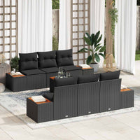 vidaXL Conjunto de Sofá de Jardim 7 pcs Preto Rattan Sintético
