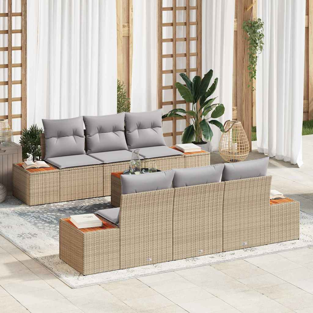 vidaXL Conjunto de Sofá de Jardim 7 pcs Preto Rattan Sintético