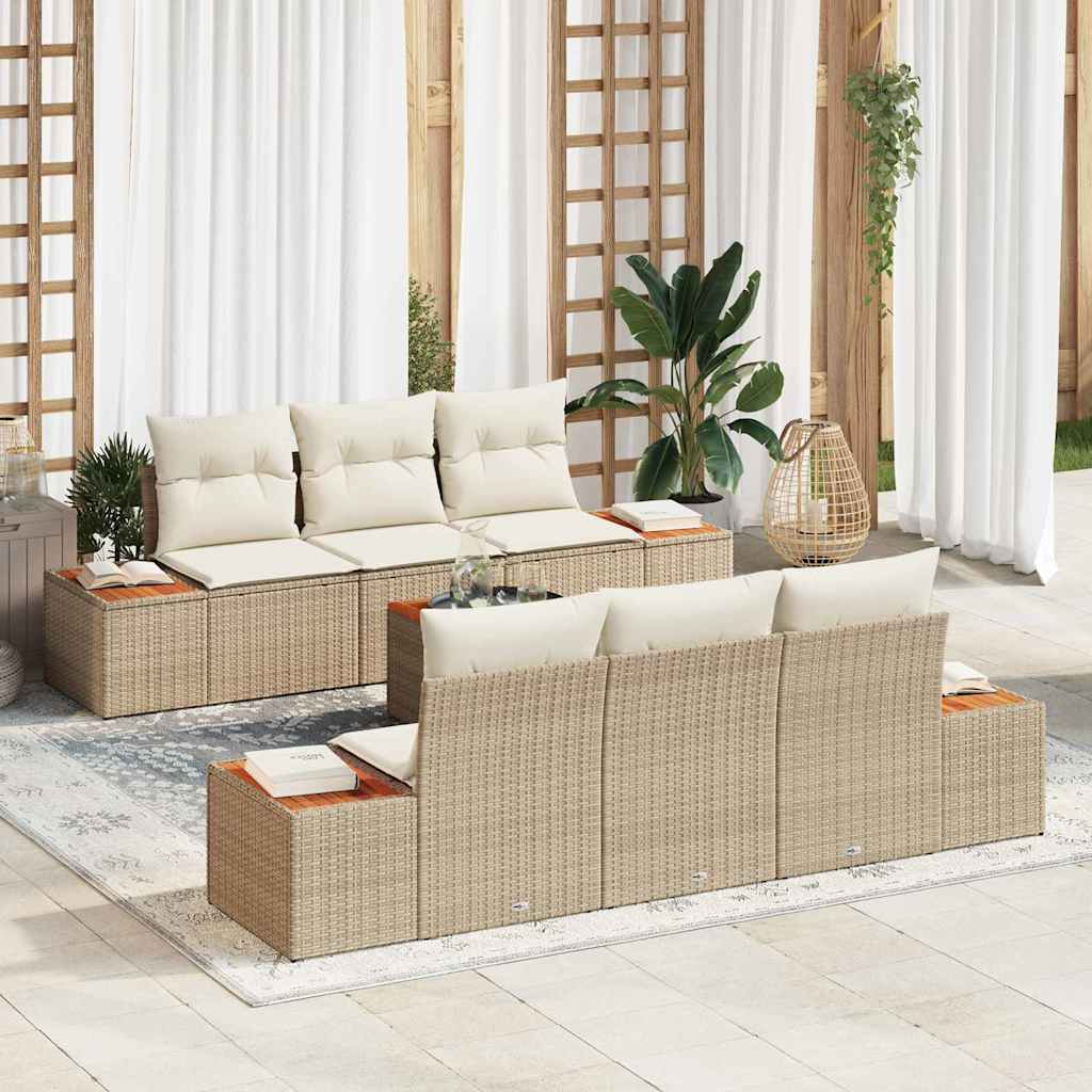 vidaXL Conjunto de Sofá de Jardim 7 pcs Preto Rattan Sintético