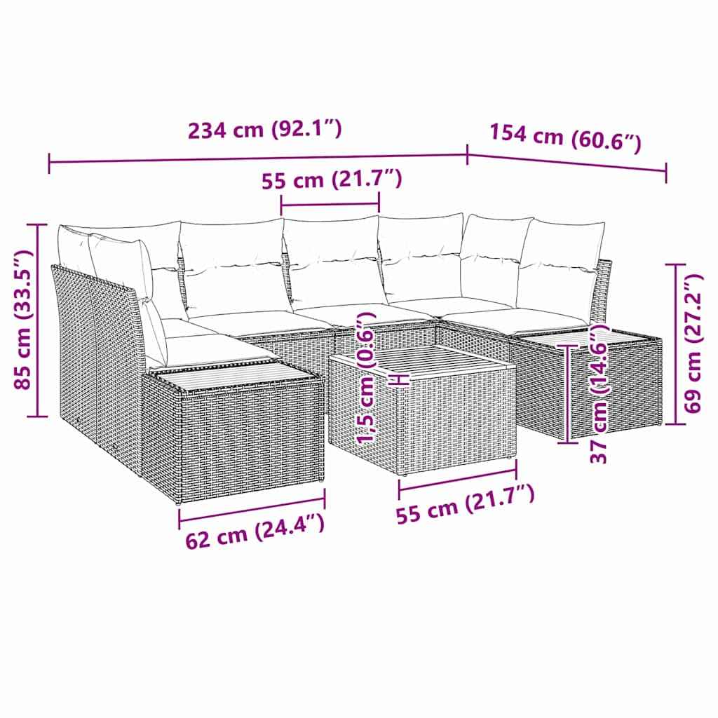 vidaXL Conjunto de Sofá de Jardim 6 pcs Preto Rattan Sintético