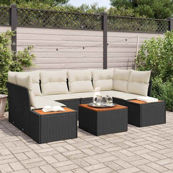 vidaXL Conjunto de Sofá de Jardim 6 pcs Preto Rattan Sintético