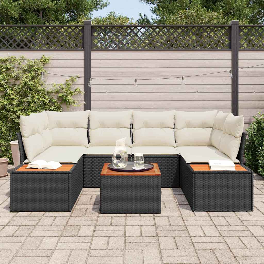 vidaXL Conjunto de Sofá de Jardim 6 pcs Preto Rattan Sintético