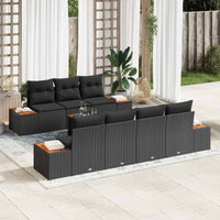 vidaXL Conjunto de Sofá de Jardim 8 pcs Preto Rattan Sintético