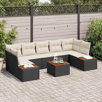 vidaXL Conjunto de Sofá de Jardim 8 pcs Preto Rattan Sintético