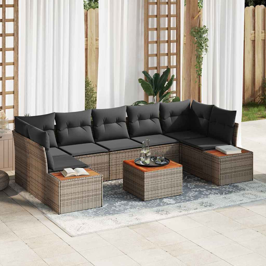 vidaXL Conjunto de Sofá de Jardim 8 pcs Preto Rattan Sintético