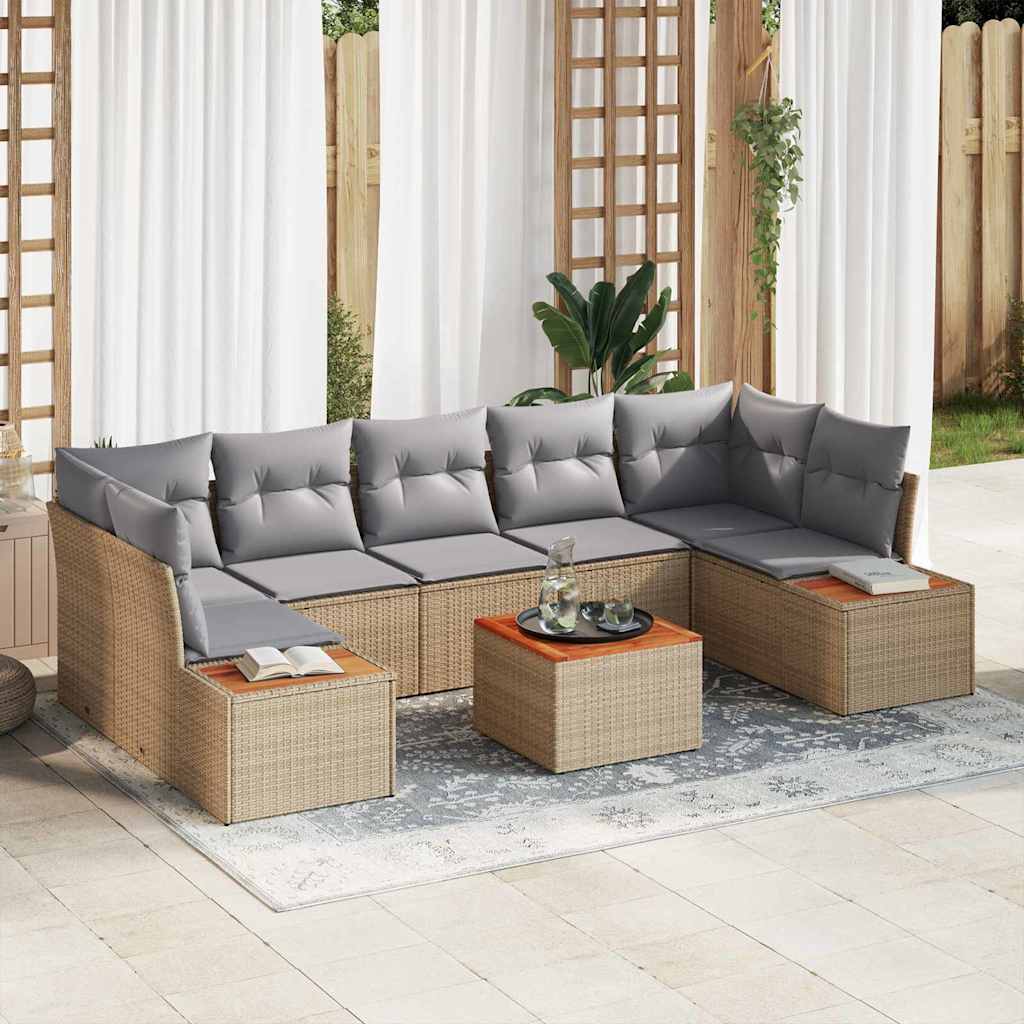 vidaXL Conjunto de Sofá de Jardim 8 pcs Preto Rattan Sintético