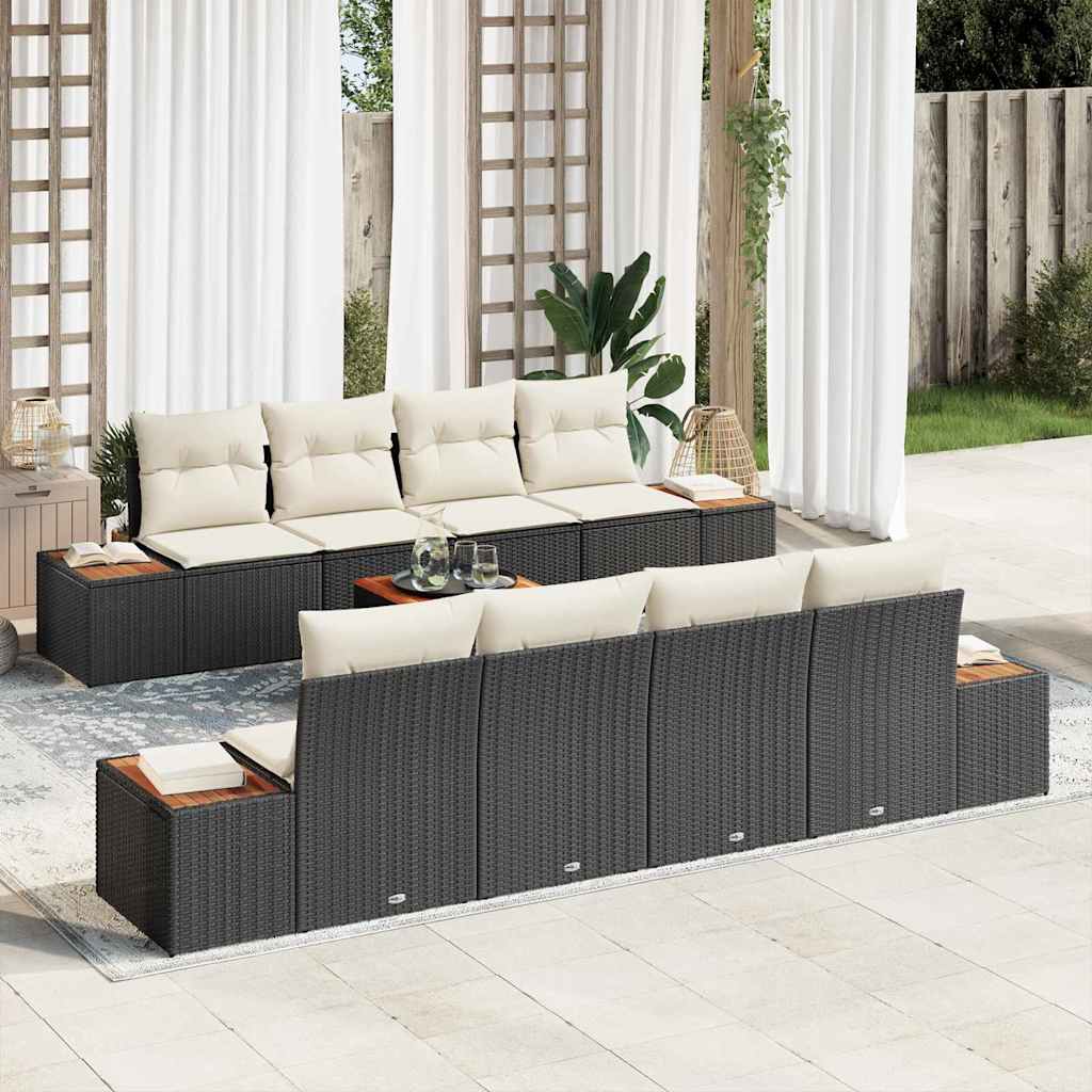 vidaXL Conjunto de Sofá de Jardim 9 pcs Preto Rattan Sintético