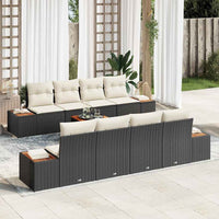 vidaXL Conjunto de Sofá de Jardim 9 pcs Preto Rattan Sintético