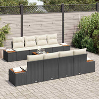 vidaXL Conjunto de Sofá de Jardim 9 pcs Preto Rattan Sintético