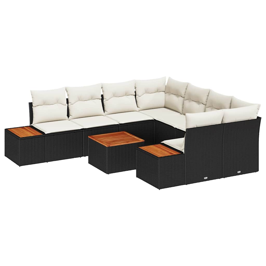vidaXL Conjunto de Sofá de Jardim 9 pcs Preto Rattan Sintético