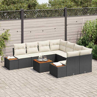 vidaXL Conjunto de Sofá de Jardim 9 pcs Preto Rattan Sintético