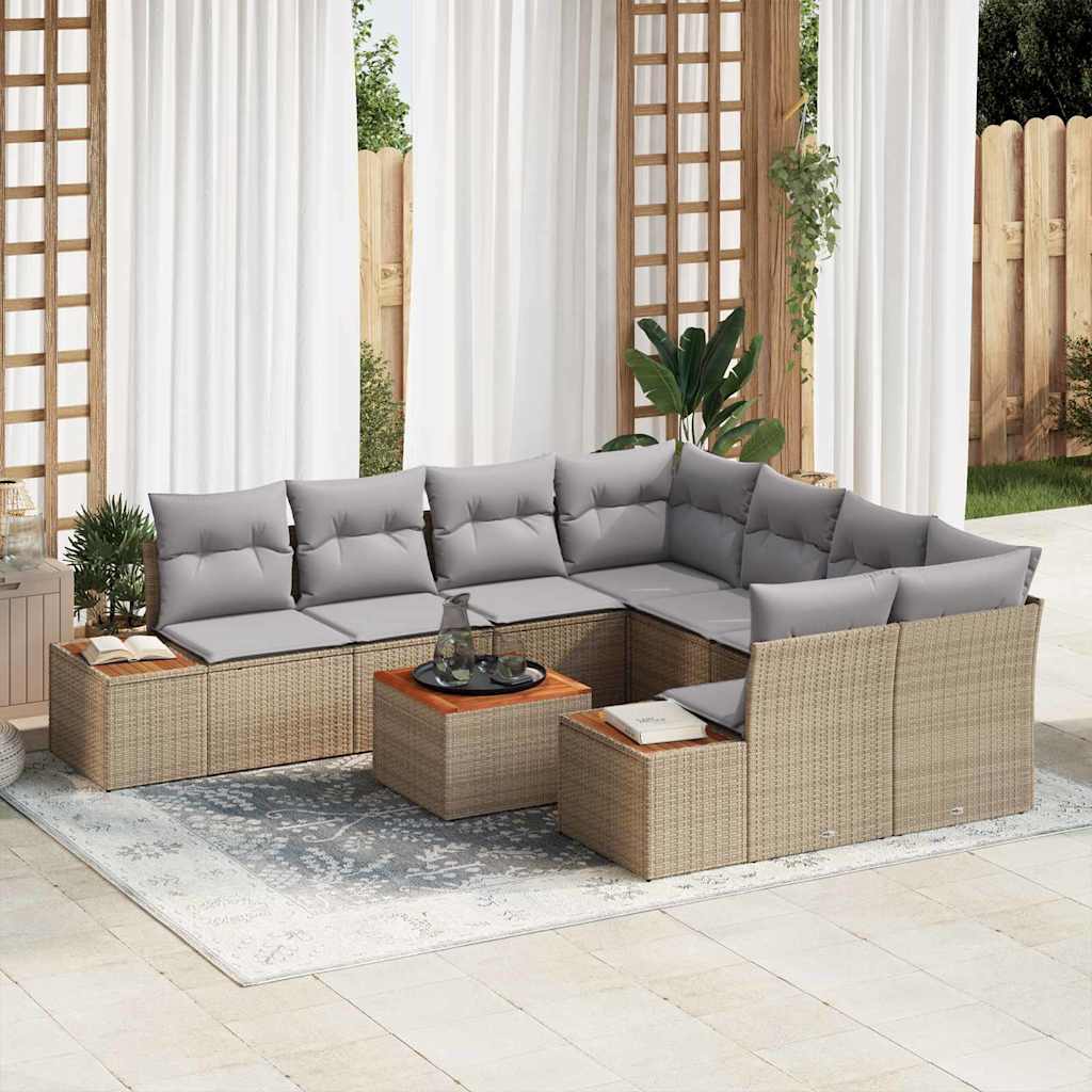 vidaXL Conjunto de Sofá de Jardim 9 pcs Preto Rattan Sintético