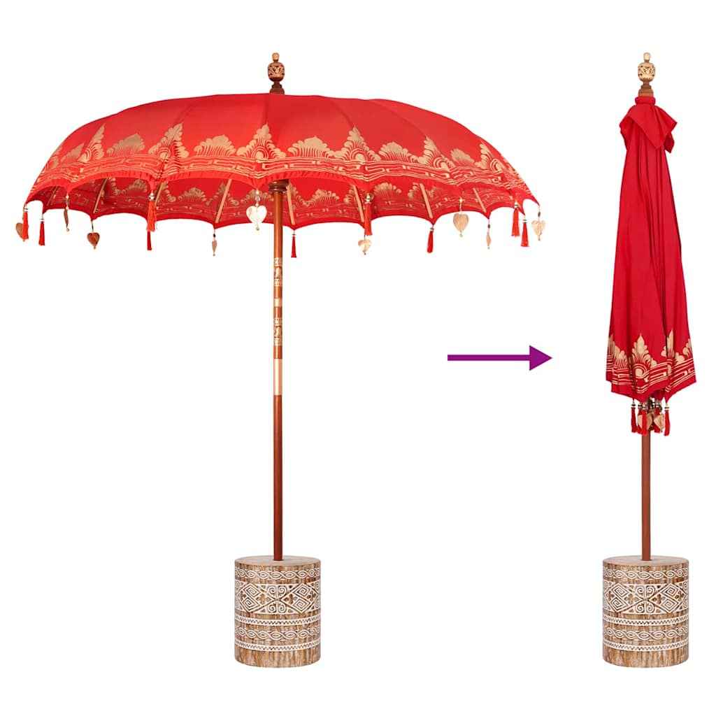 vidaXL Parasol Balinês com Base Vermelho 215 x 215 x 260 cm