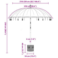 vidaXL Parasol Balinês com Base Vermelho 215 x 215 x 260 cm