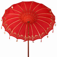 vidaXL Parasol Balinês com Base Vermelho 215 x 215 x 260 cm