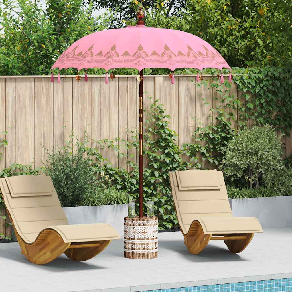 vidaXL Parasol Balinês com Base Rosa 185 x 185 x 260 cm