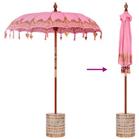 vidaXL Parasol Balinês com Base Rosa 185 x 185 x 260 cm