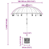 vidaXL Parasol Balinês com Base Rosa 185 x 185 x 260 cm