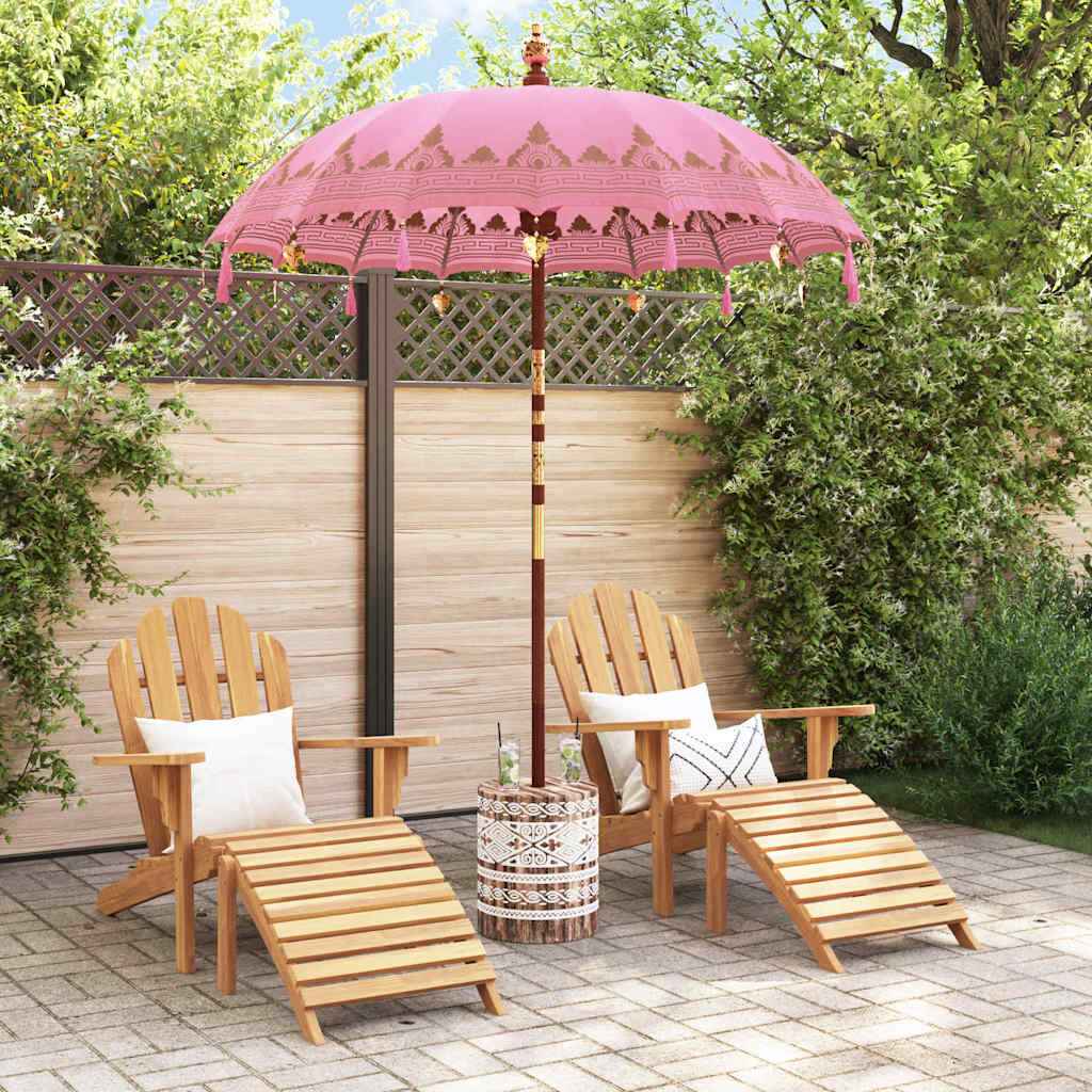 vidaXL Parasol Balinês com Base Rosa 185 x 185 x 260 cm