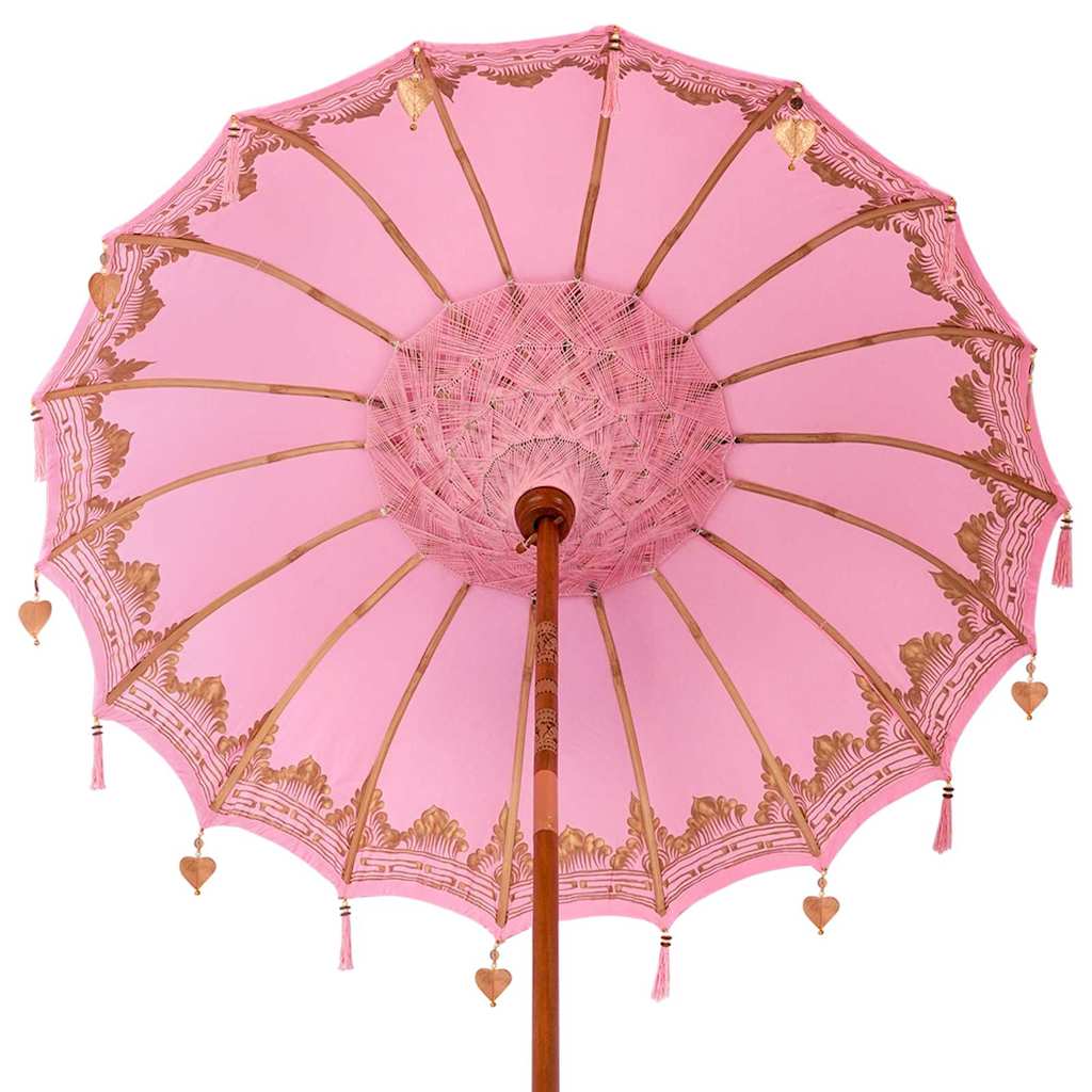 vidaXL Parasol Balinês com Base Rosa 185 x 185 x 260 cm