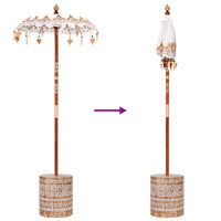 vidaXL Parasol Balinês com Base Creme 95 x 95 x 260 cm