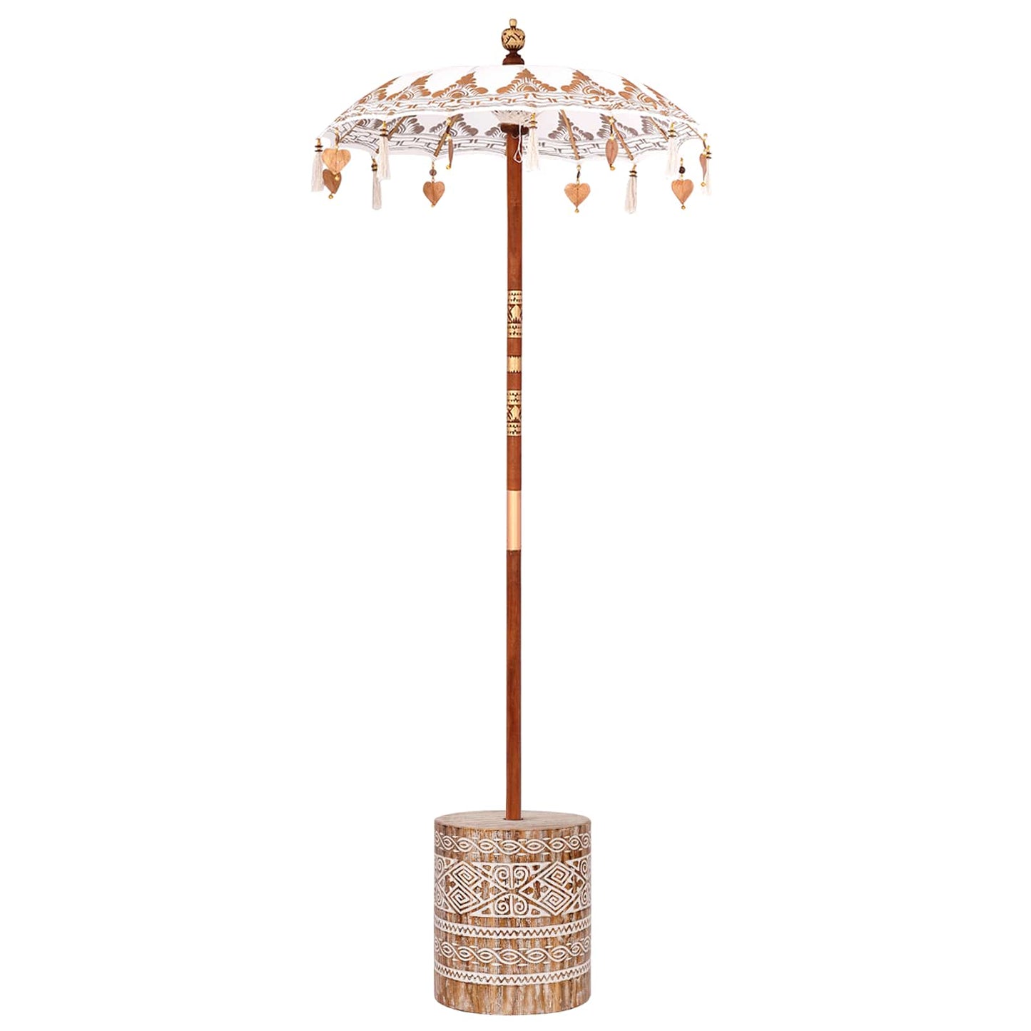 vidaXL Parasol Balinês com Base Creme 95 x 95 x 260 cm