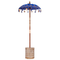 vidaXL Parasol Balinês com Base Azul 95 x 95 x 260 cm