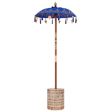 vidaXL Parasol Balinês com Base Azul 95 x 95 x 260 cm