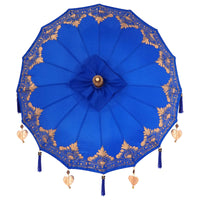 vidaXL Parasol Balinês com Base Azul 95 x 95 x 260 cm