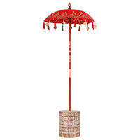 vidaXL Parasol Balinês com Base Vermelho 95 x 95 x 260 cm