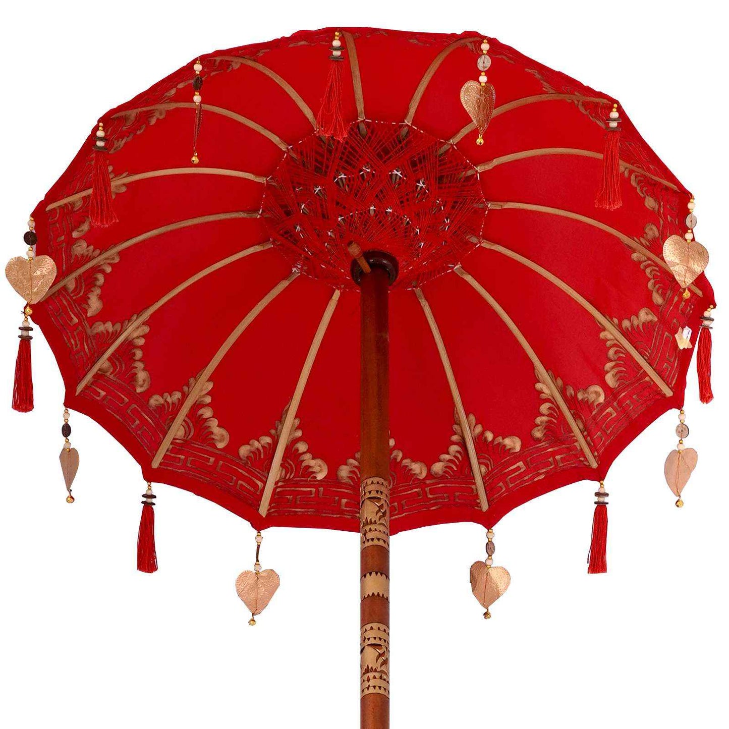vidaXL Parasol Balinês com Base Vermelho 95 x 95 x 260 cm