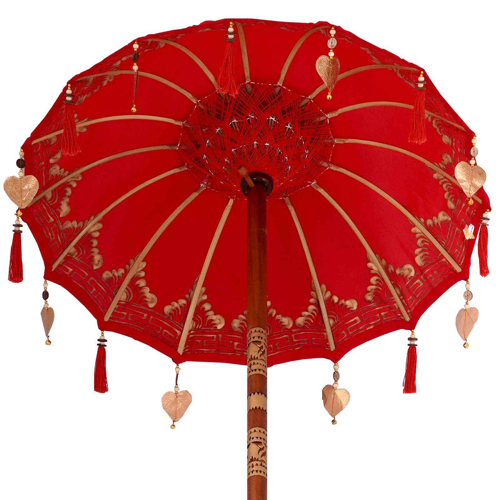 vidaXL Parasol Balinês com Base Vermelho 95 x 95 x 260 cm
