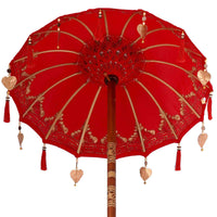 vidaXL Parasol Balinês com Base Vermelho 95 x 95 x 260 cm