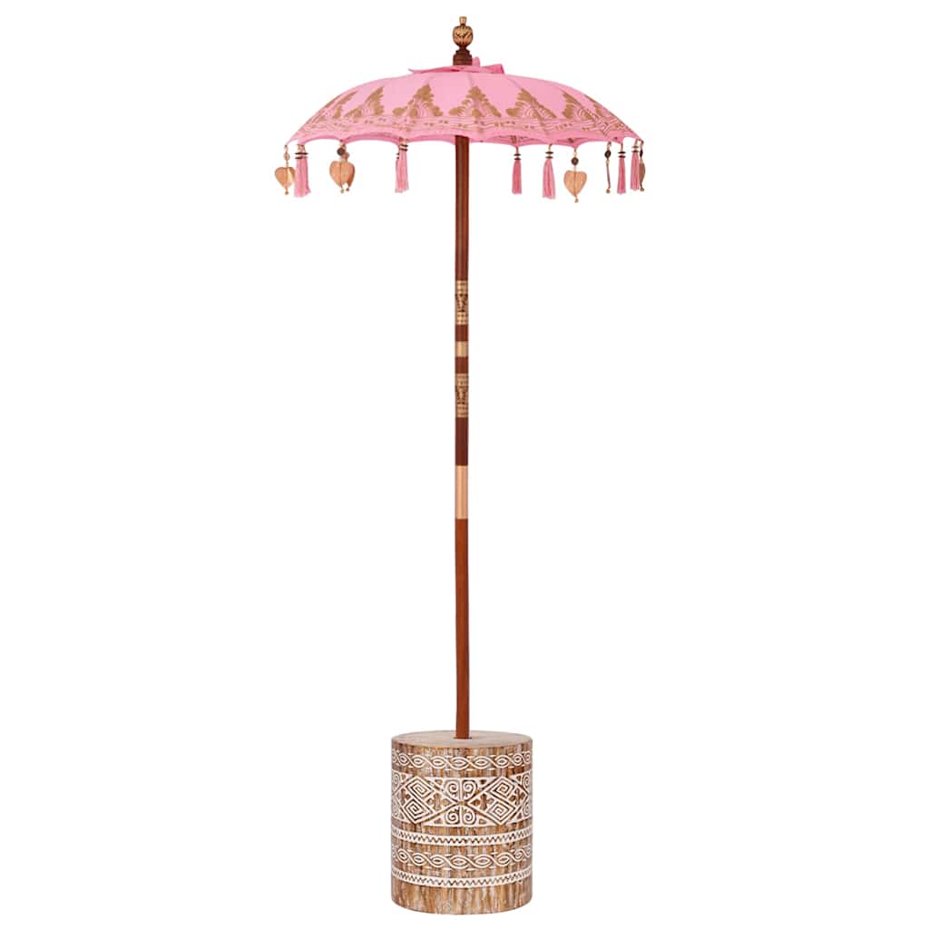 vidaXL Parasol Balinês com Base Rosa 95 x 95 x 260 cm
