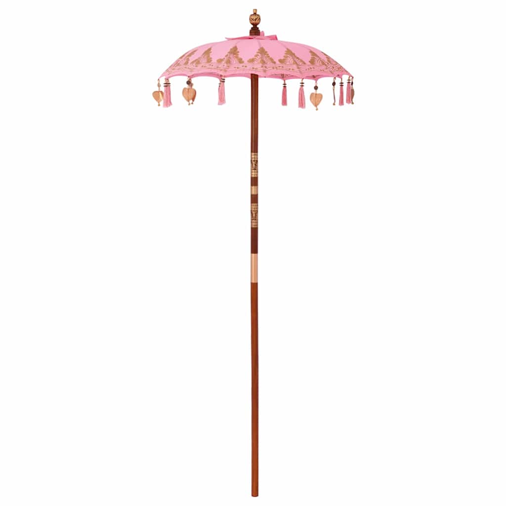 vidaXL Parasol Balinês com Base Rosa 95 x 95 x 260 cm