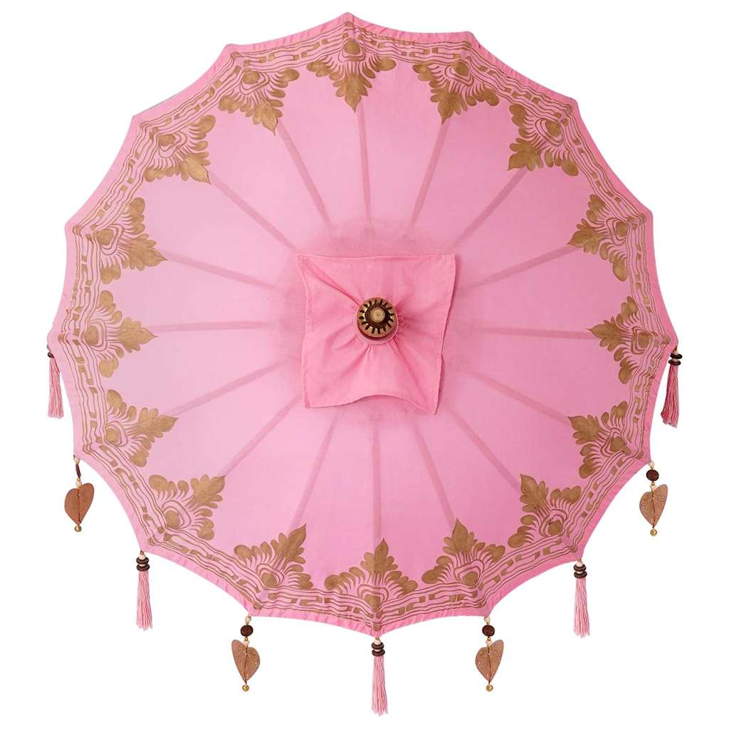 vidaXL Parasol Balinês com Base Rosa 95 x 95 x 260 cm
