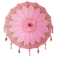 vidaXL Parasol Balinês com Base Rosa 95 x 95 x 260 cm