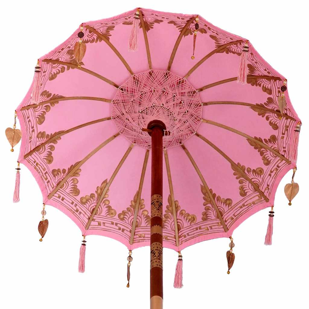vidaXL Parasol Balinês com Base Rosa 95 x 95 x 260 cm
