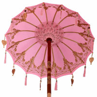 vidaXL Parasol Balinês com Base Rosa 95 x 95 x 260 cm