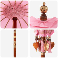 vidaXL Parasol Balinês com Base Rosa 95 x 95 x 260 cm