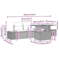 vidaXL Conjunto de Sofá de Jardim 5 pcs Preto Rattan Sintético