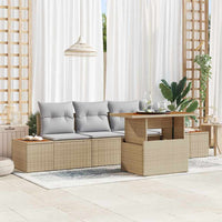 vidaXL Conjunto de Sofá de Jardim 5 pcs Preto Rattan Sintético