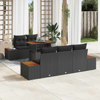vidaXL Conjunto de Sofá de Jardim 6 pcs Preto Rattan Sintético