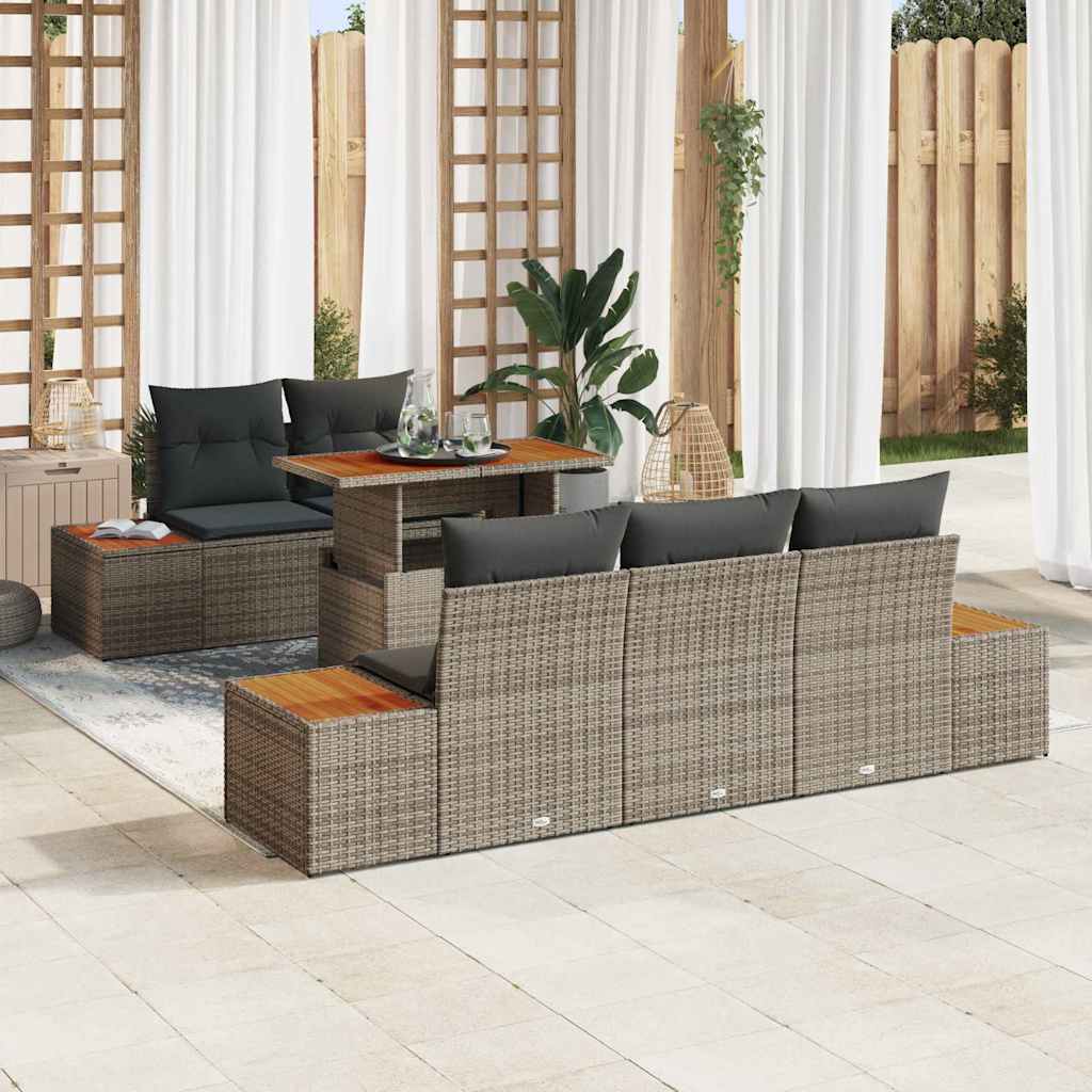 vidaXL Conjunto de Sofá de Jardim 6 pcs Preto Rattan Sintético