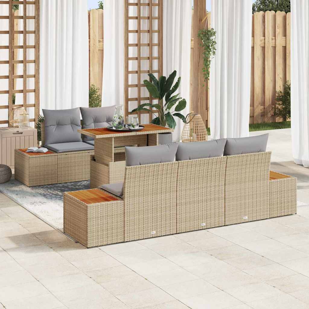 vidaXL Conjunto de Sofá de Jardim 6 pcs Preto Rattan Sintético